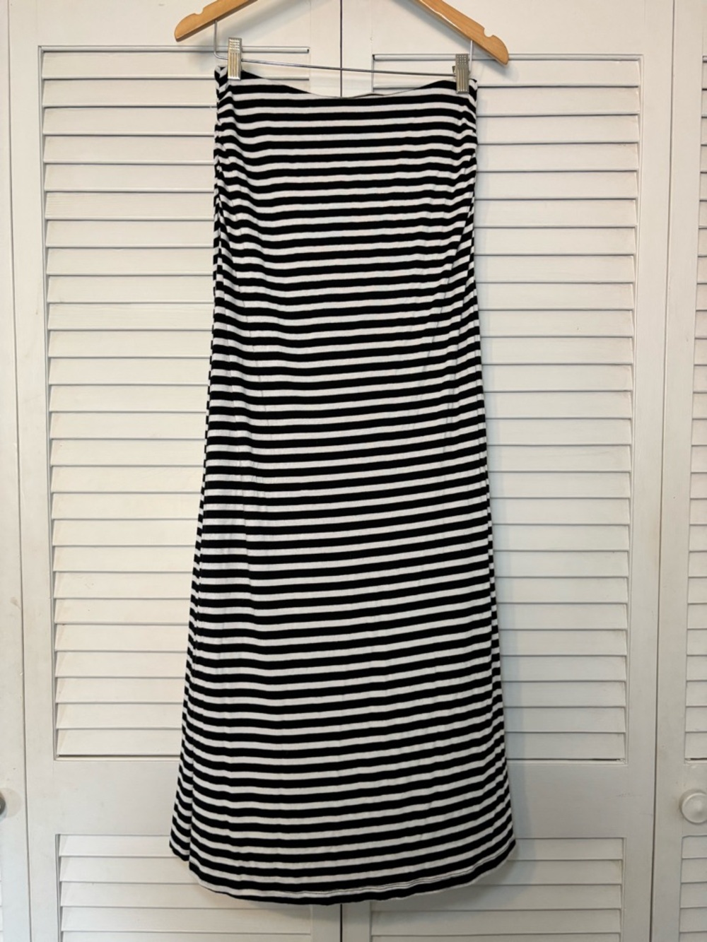 Caslon Women’s Striped Maxi Skirt Small Black White Strapless Dress - Picture 3 of 8